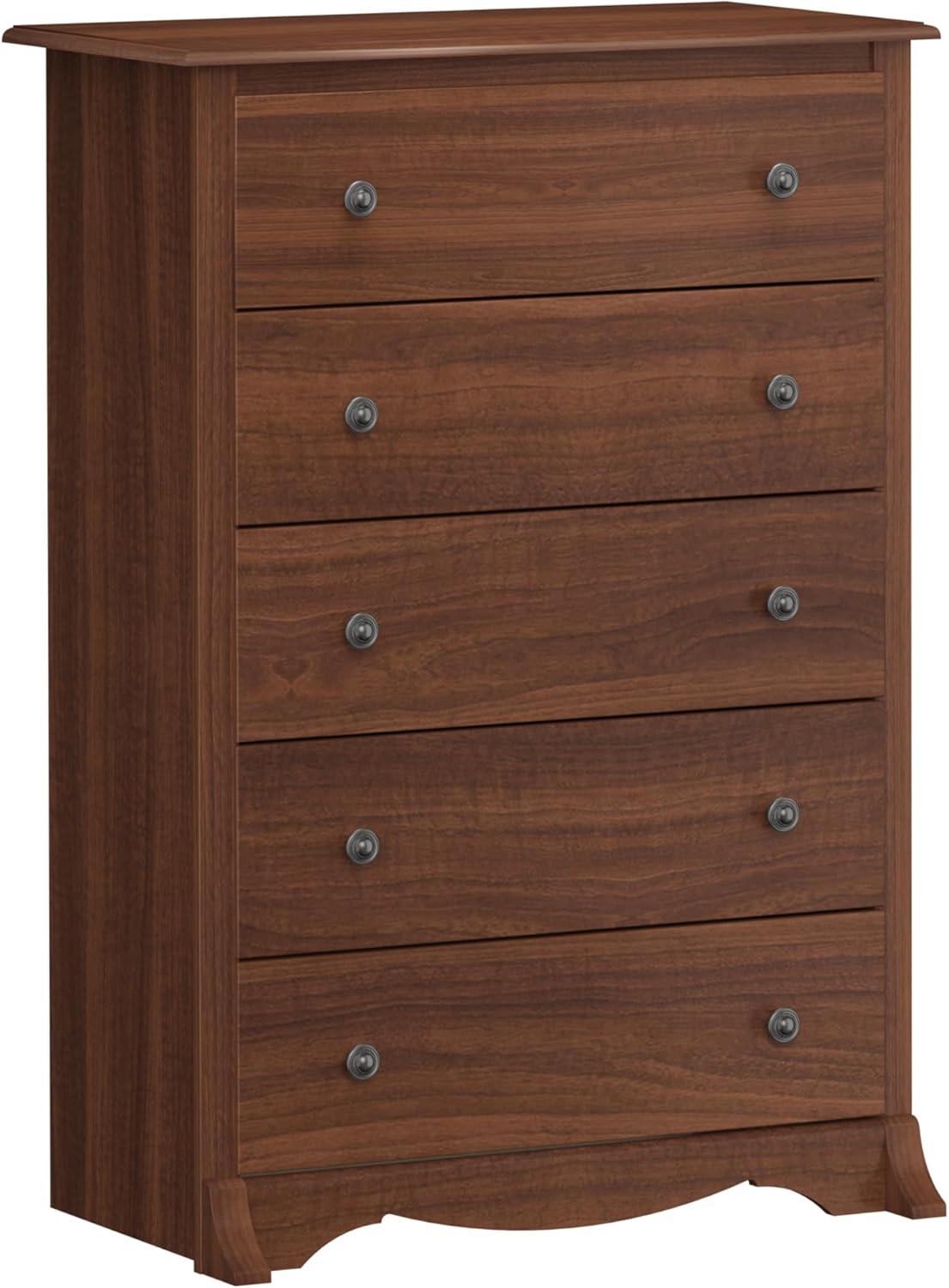 45.25" Monterey Vertical Dresser Cherry - Prepac: 5-Drawer Storage for Bedroom Space Savers