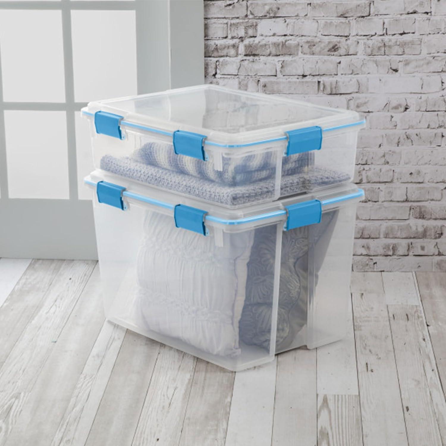 Sterilite 120qrt. Multipurpose Clear Plastic Storage Container Box with Latching Lids and 2 Rear Wheels