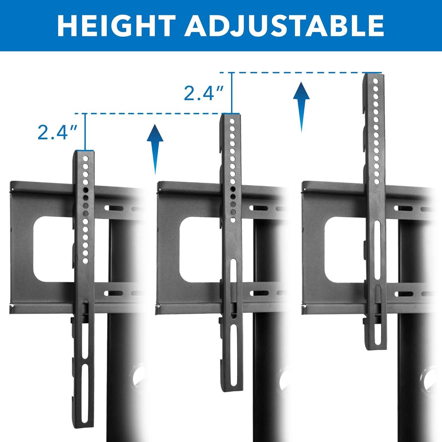 Mount-it Mount-It! Height Adjustable Floor TV Stand with Mount and Tempered Glass Shelves | Fits 32 - 55 in.