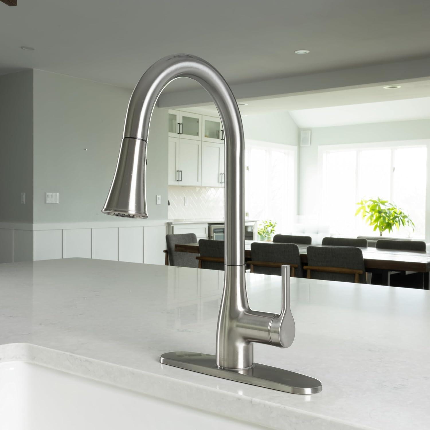 Classic Series Single-Handle Standard Kitchen Faucet in Brushed Nickel