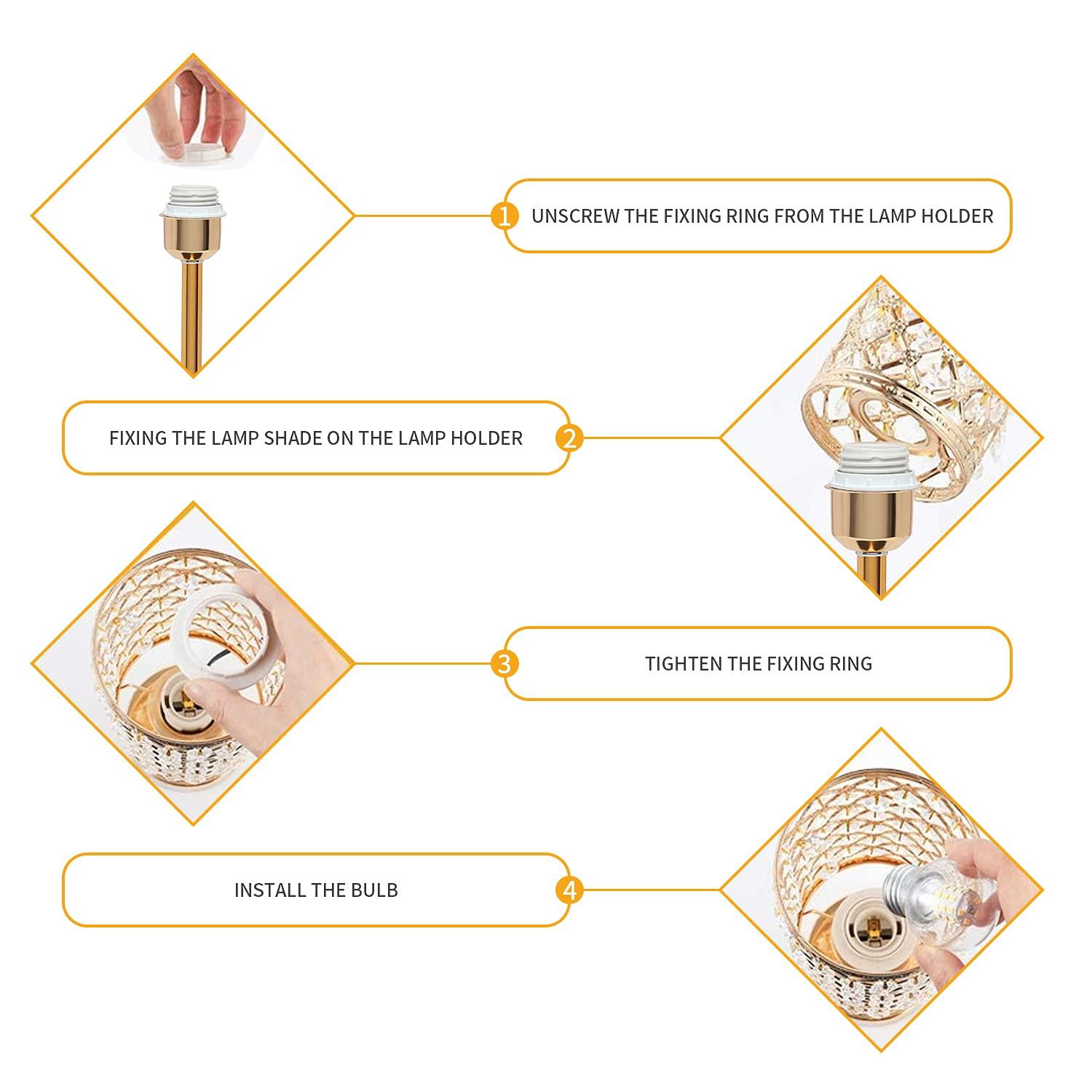 USB Crystal Table Lamp, Gold Table Lamp USB A+C Charging Ports&Multiple Outlet,3 Way Dimmable Bedside Lamp Decorative Modern Nightstand Lamp with Bulb for Living Room Bedroom Sofa Table