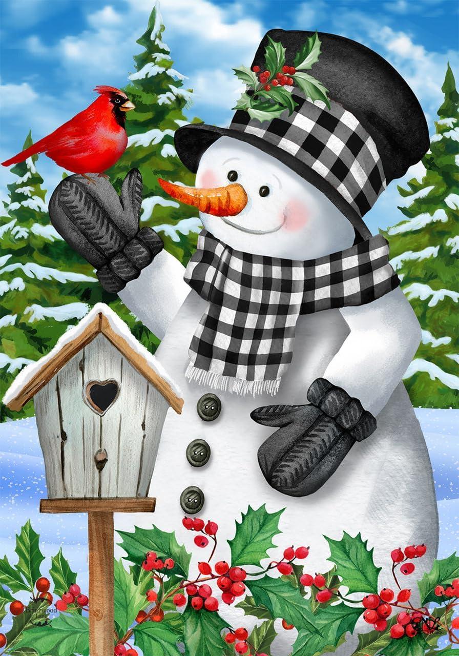 Briarwood Lane Winter Garden Flag 12x18 For Outdoor Checkered Snowman For Winter Garden Flag Flags For Outside