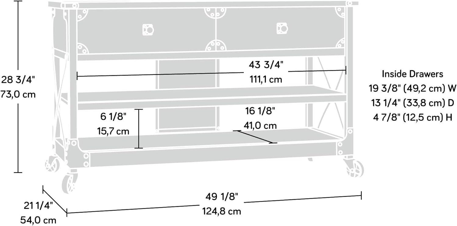 Industrial Carbon Oak TV Stand with Metal Frame for Up to 55" TVs