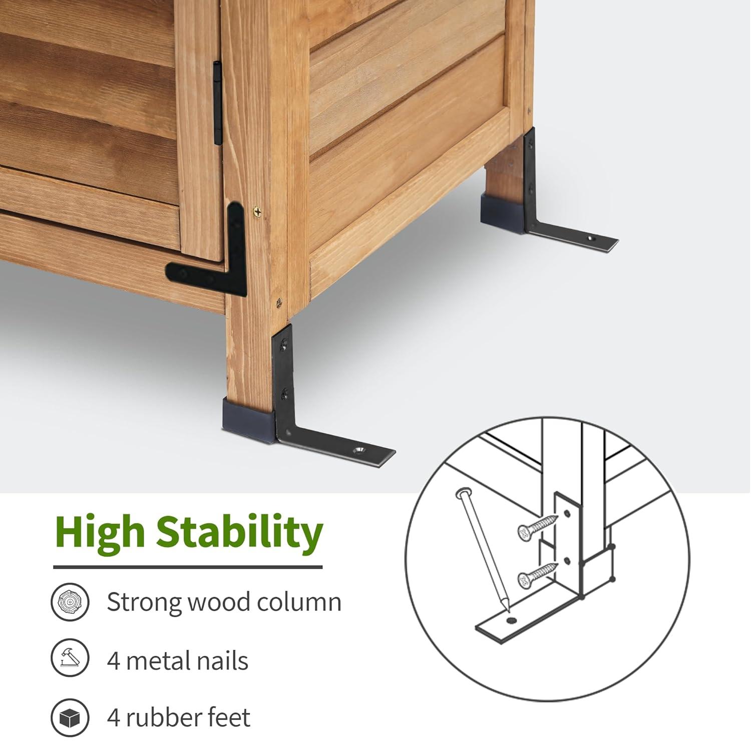24.6 in. W x 18 in. D Outdoor Wood Storage Cabinet，Garden Wooden Tool Shed with Double Doors