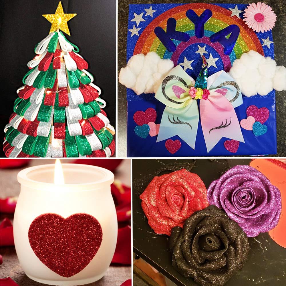 30PCS Glitter EVA Foam Sheets 8x12 Inch,2mm Thick Craft Foam Sheet for Children's Craft Activities DIY Cutters,Arts