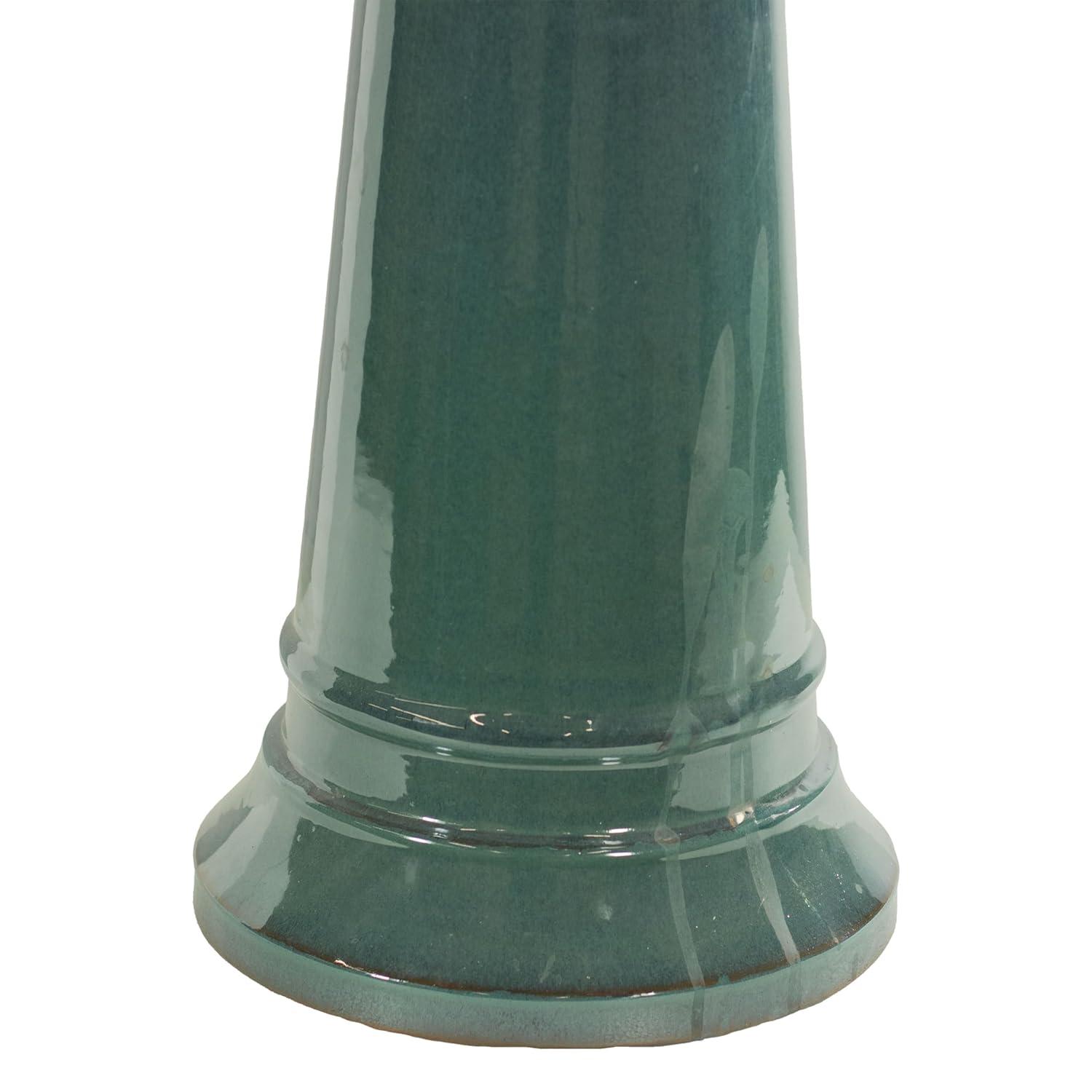 Red Barrel Studio® Trenasia Freestanding Ceramic Outdoor Bird Bath with UV-Resistant Blue Lava Finish