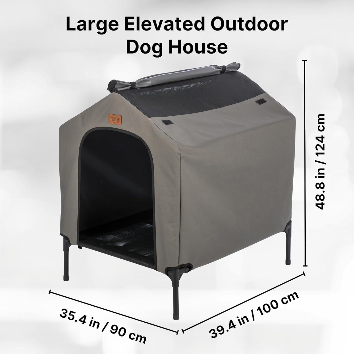 TRIXIE 2-in-1 Elevated Dog House, Portable Pet Camping Cot & Tent, Raised Bed & Dog Shade for Dogs