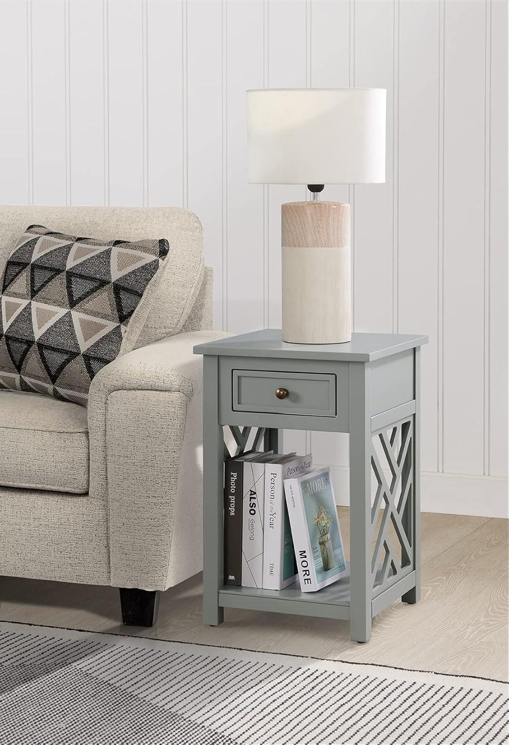 Alaterre Furniture Coventry Indoor Modern Storage Wood Square End Table, Gray