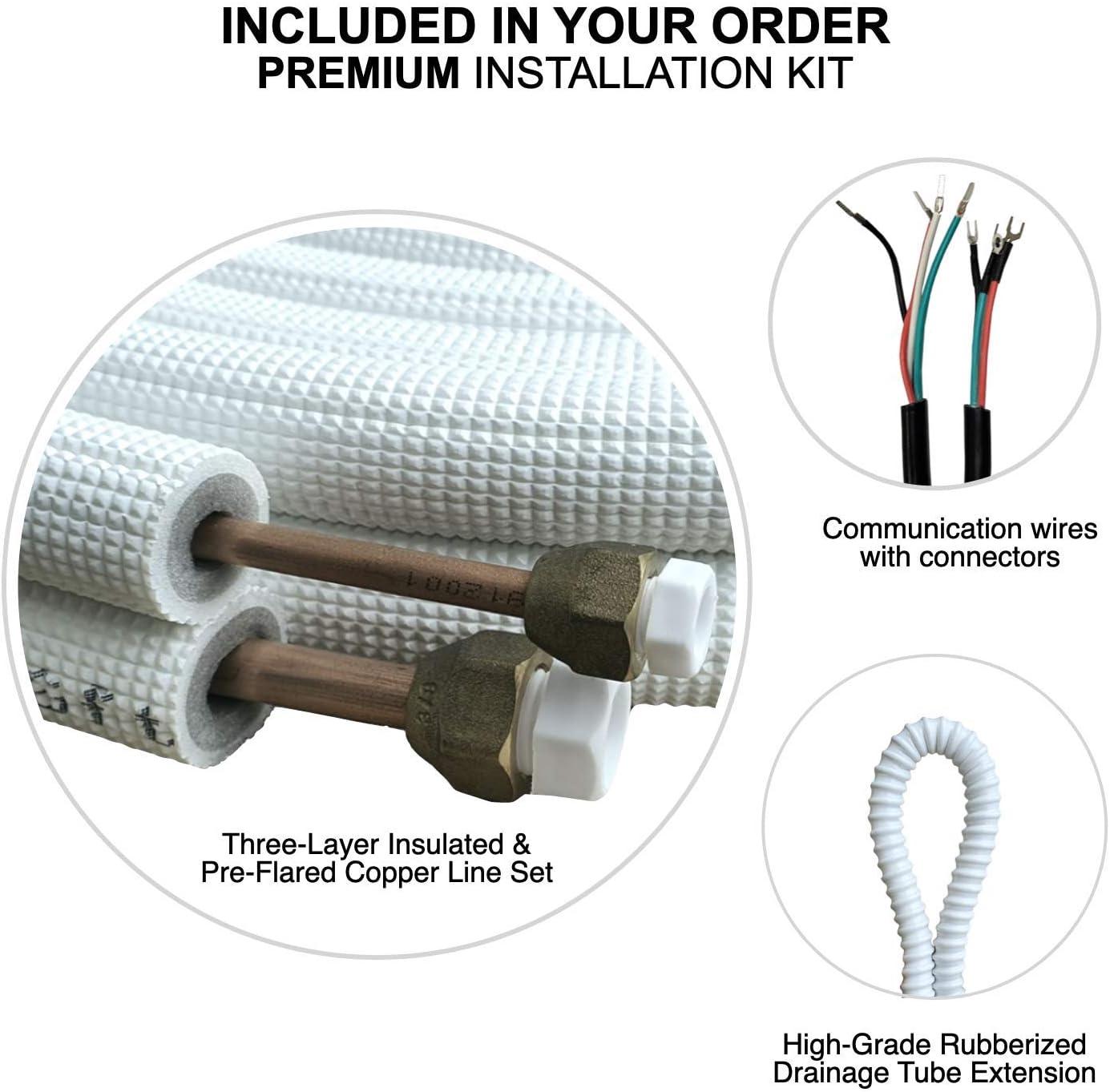 OLMO Alpic 24000 BTU Ductless Mini Split Air Conditioner Heating and Cooling Full Set with 16ft Installation Kit