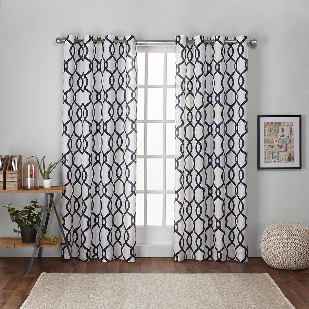 Set of 2 84"x54" Kochi Linen Blend Grommet Top Window Curtain Panel Indigo - Exclusive Home: Light Filtering Drapes