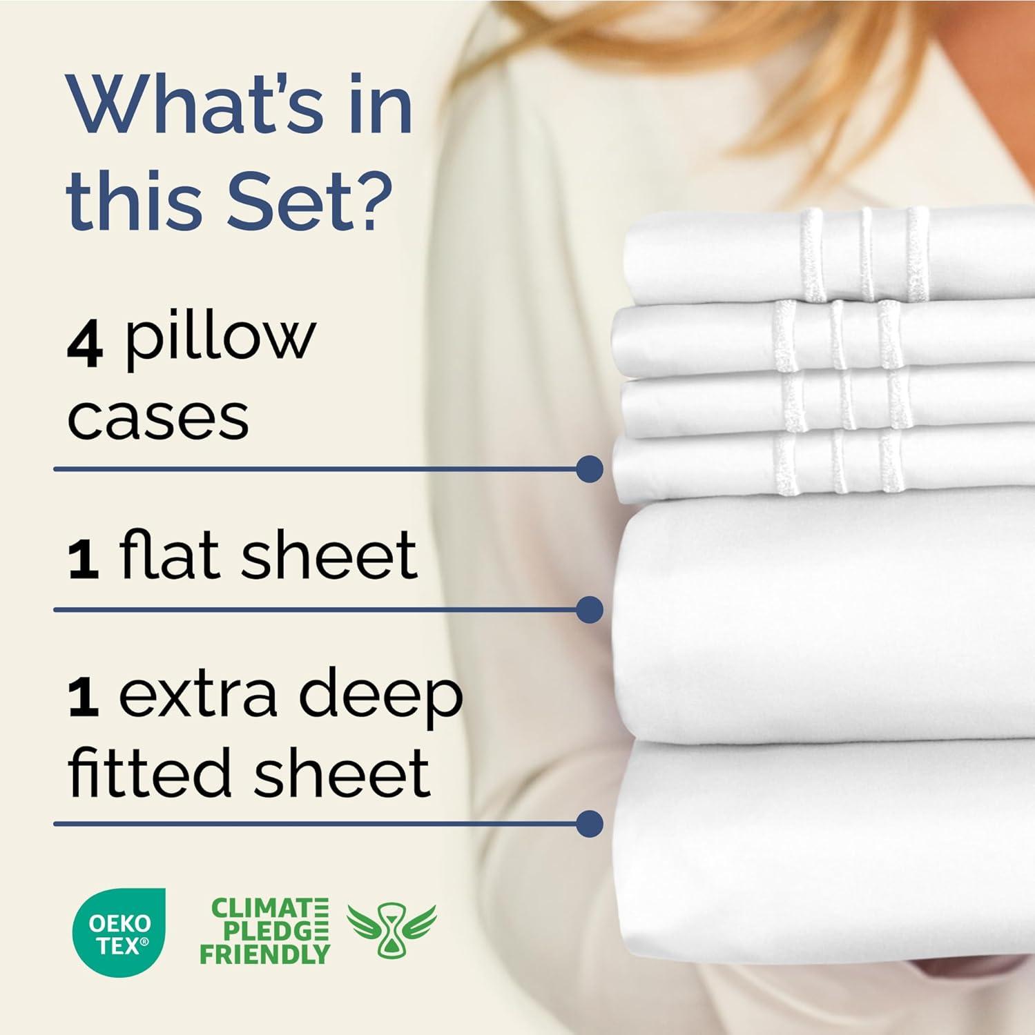 CGK Linens 6 Piece Extra Deep Pocket Ultra Soft & Cooling Sheet Set