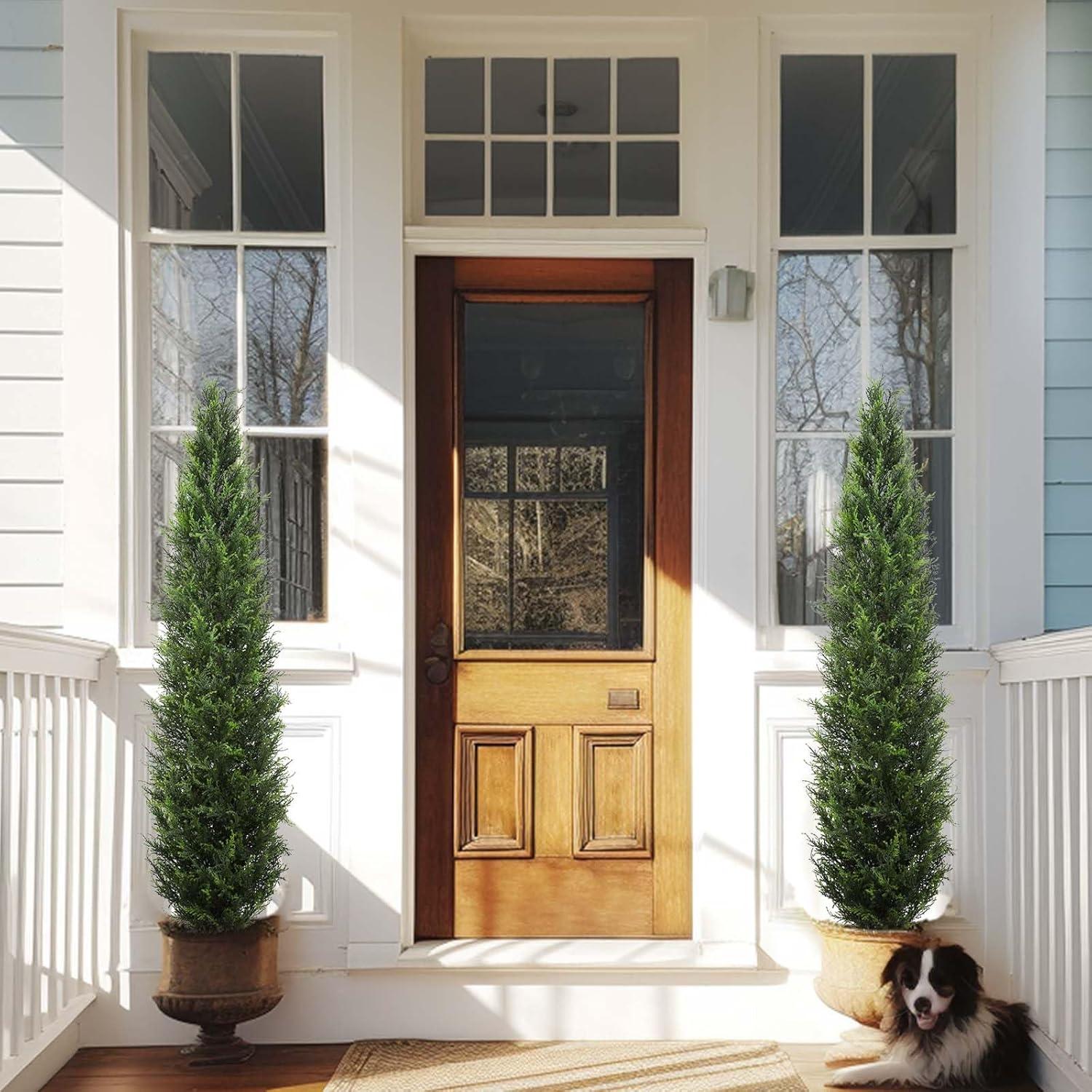 DR.Plazen 2 Pack 33 Leaves  Lifelike Artificial Boston Fern Plants, Premium Faux Greenery for Home Office Porch Decor, Hanging or Pot Display, Indoor/Outdoor Use (Pot Not Included)​