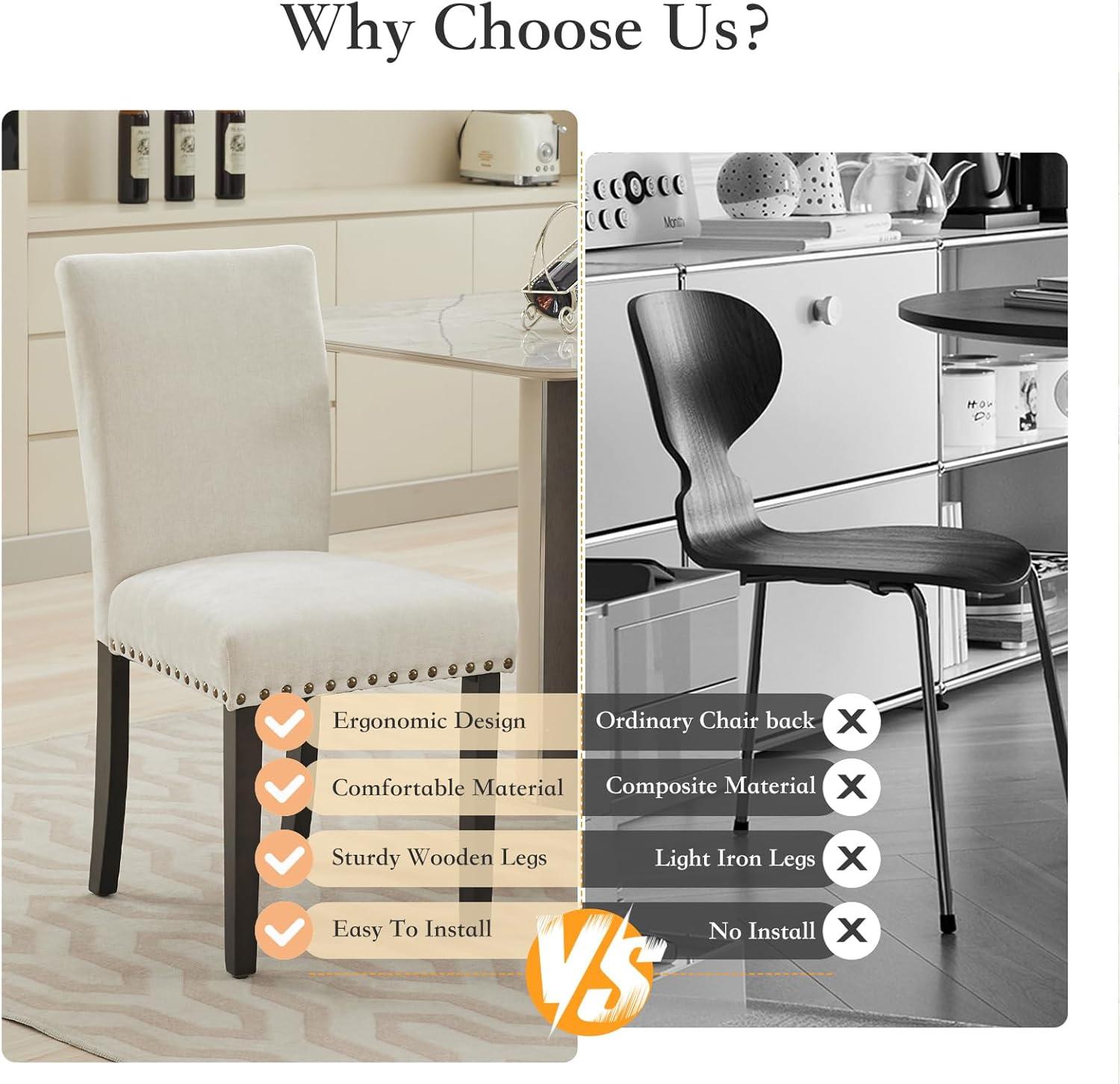 Winston Porter Upholstered Dining Chairs, Fabric Room Chair With Nailhead Trim And Sturdy Wood Legs (Set of 4)