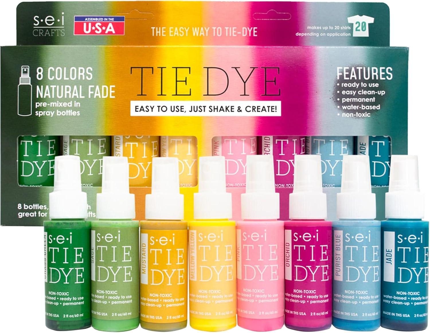 SEI Natural Fade Tie Dye Kit, Craft and Fabric Spray, 8 Colors
