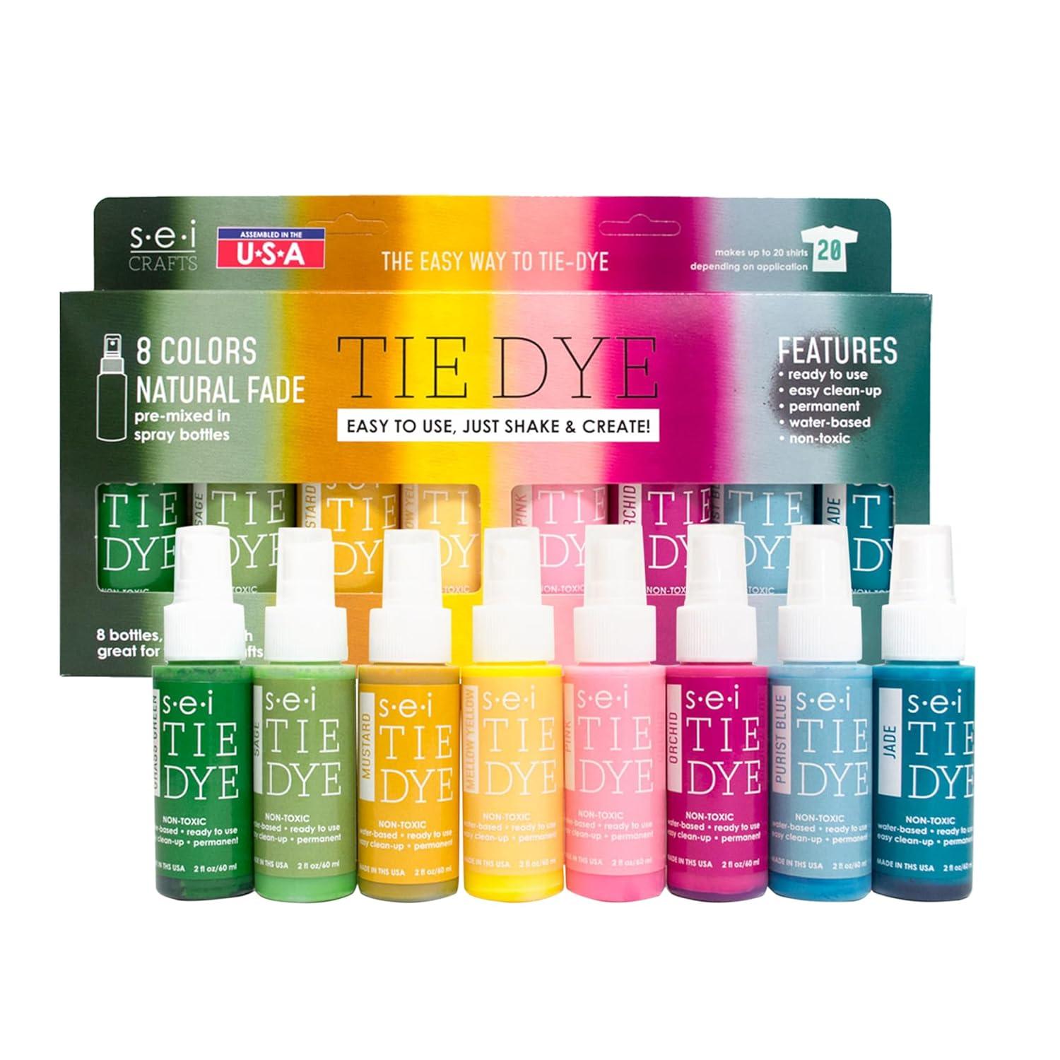 SEI Natural Fade Tie Dye Kit, Craft and Fabric Spray, 8 Colors