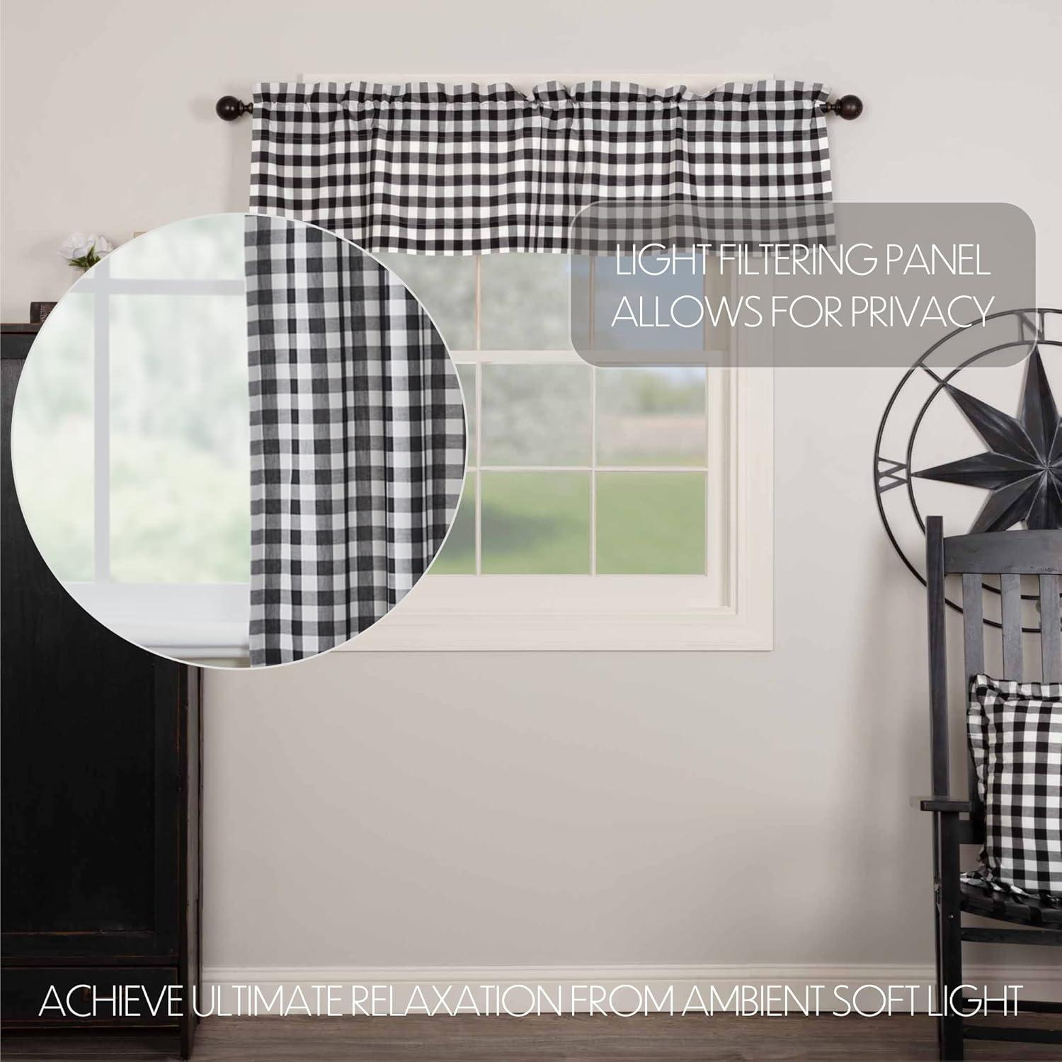 VHC Brands Annie Buffalo Check Plaid Cotton Tailored Window Valance