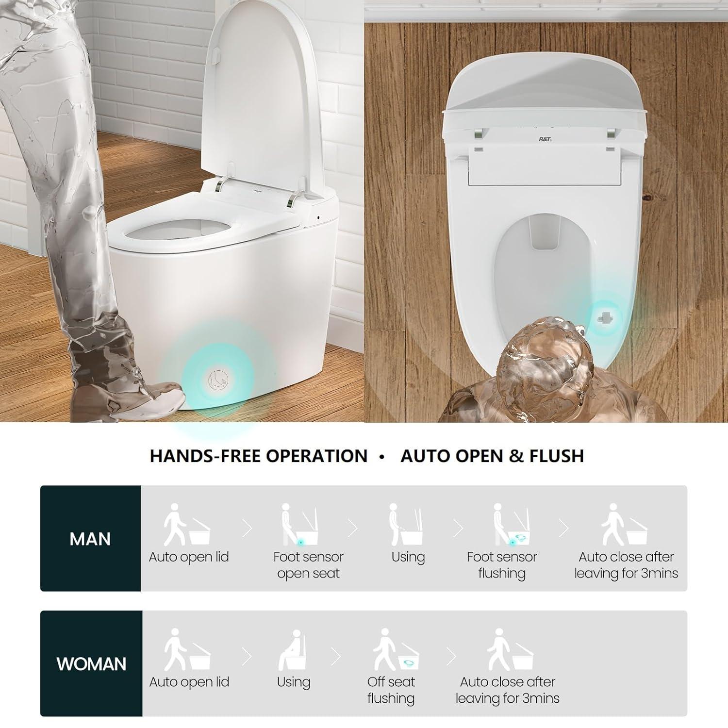 White High Efficiency One-Piece Smart Toilet with Bidet