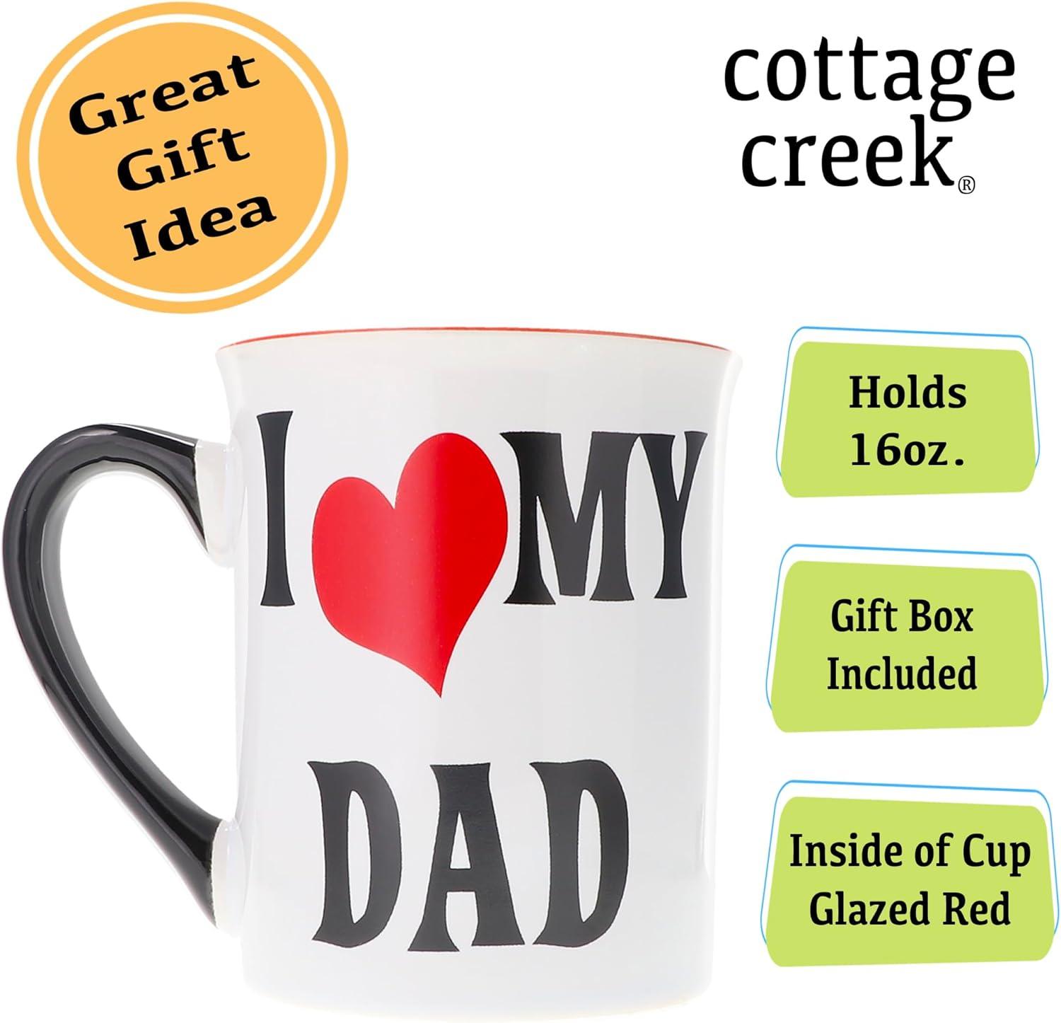 Cottage Creek I Love My Dad 16 oz Ceramic Coffee Mug, Multicolor