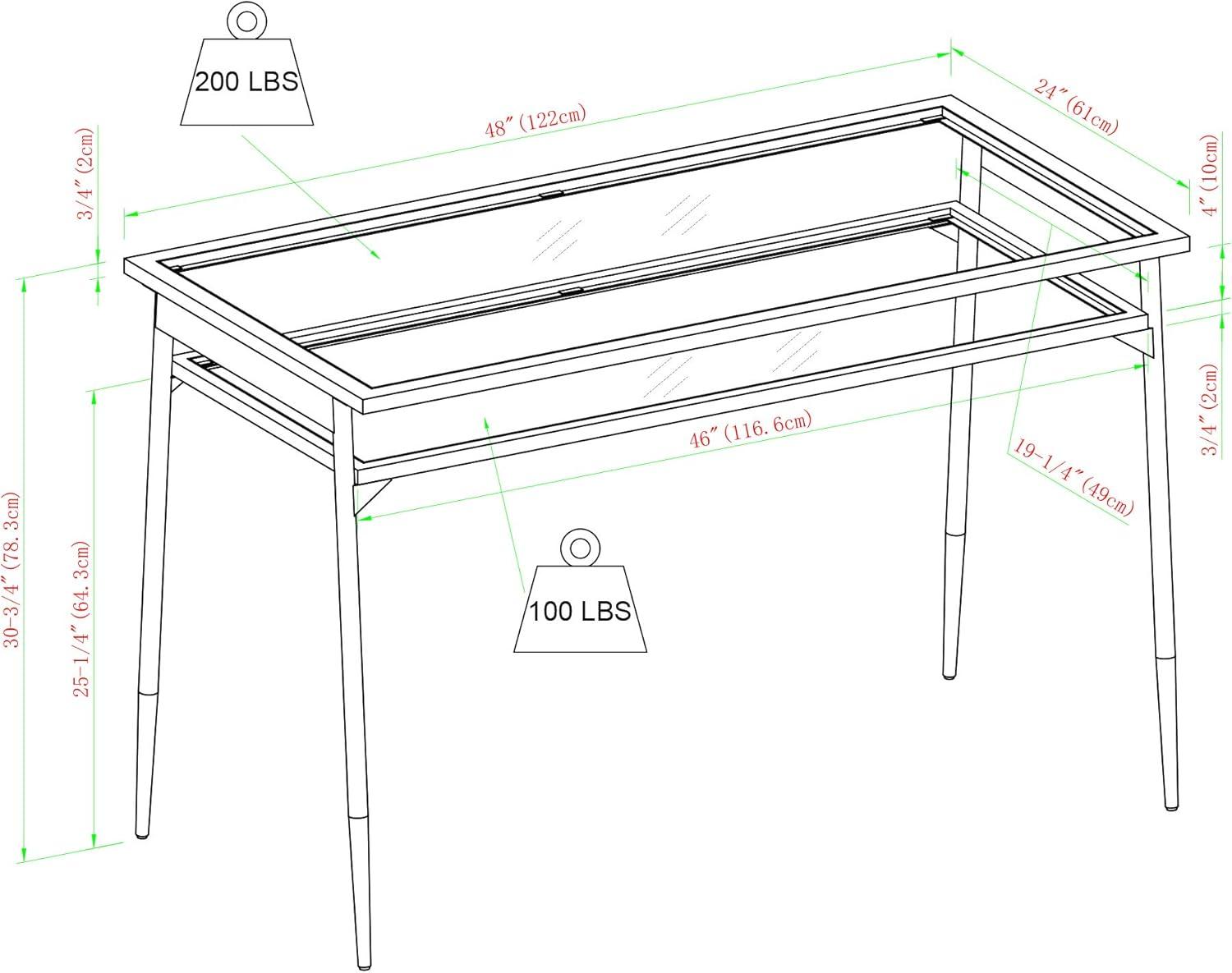 Walker Edison Rayna Tempered Glass & Metal Writing Desk in Clear and Gold