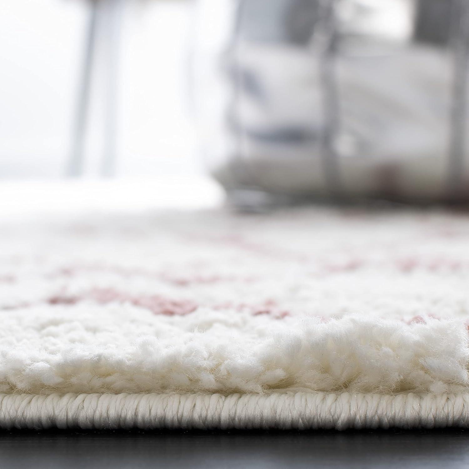Berber Shag BER165 Power Loomed Indoor Area Rug - Ivory/Light Rose - 4'x6' - Safavieh