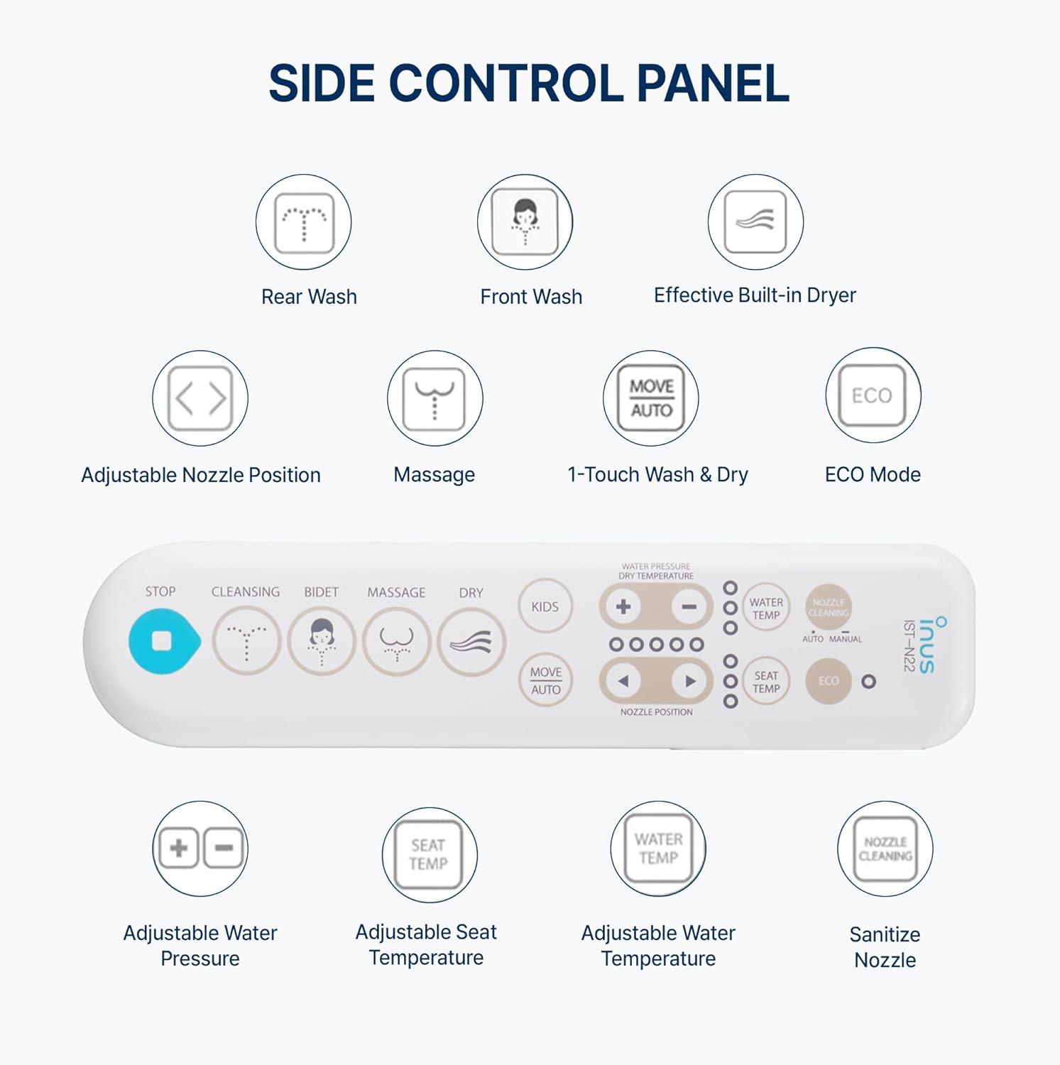 INUS IST-N22 Elongated Toilet Seat Bidet