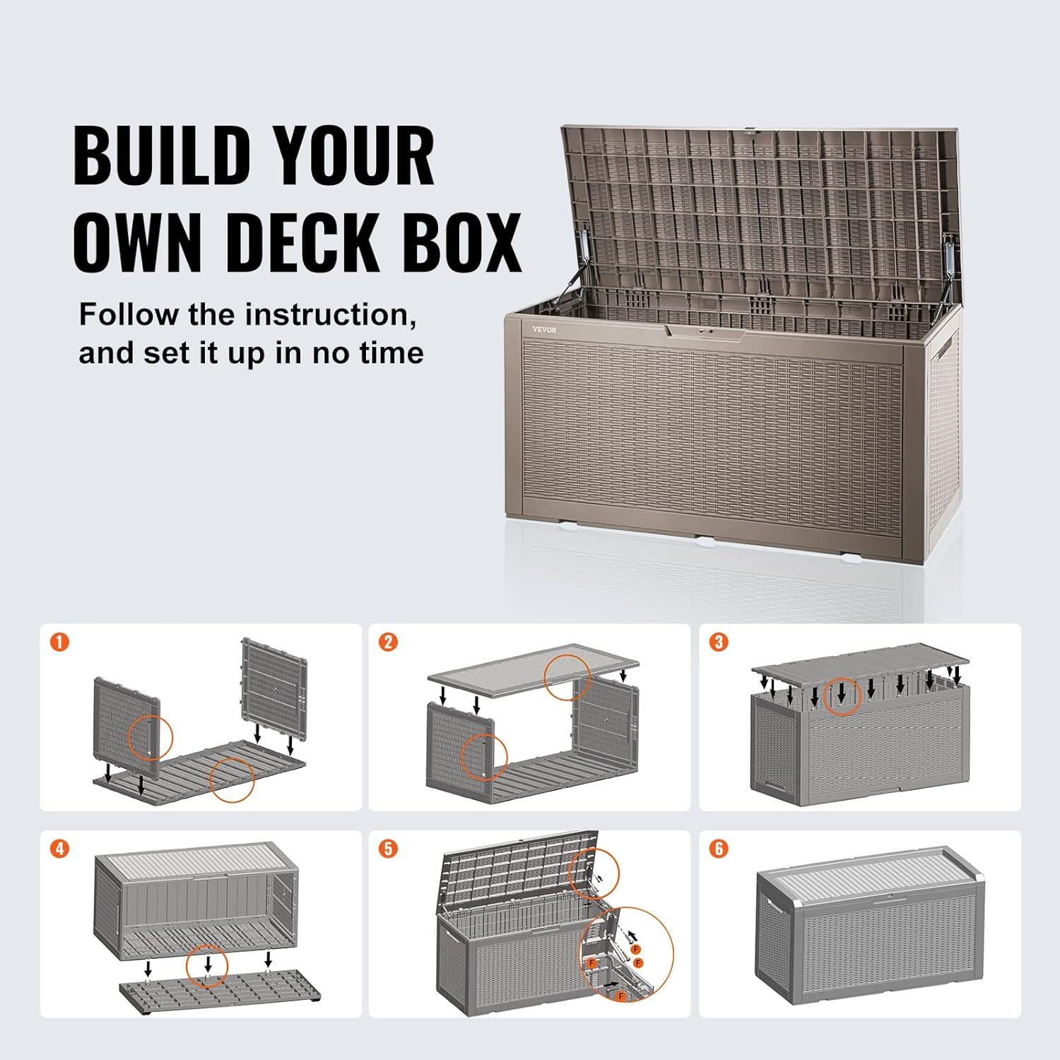 Gray 100 Gallon Lockable Wicker Plastic Deck Box