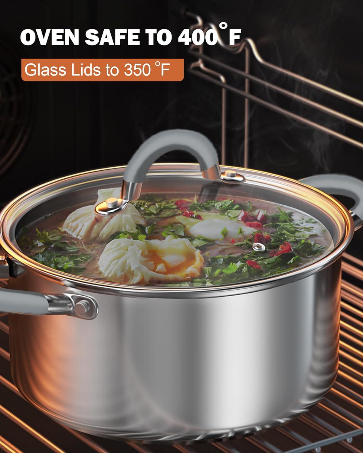 Cooks Standard 12 Piece Stainless Steel Cookware Set, Silicone Handle