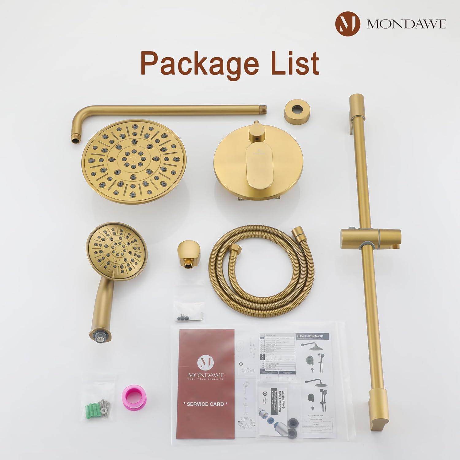 mondawe Calliope Wall Mounted 3 Function Retro Shower System with 3 Setting Handheld MD-A3815-BG3