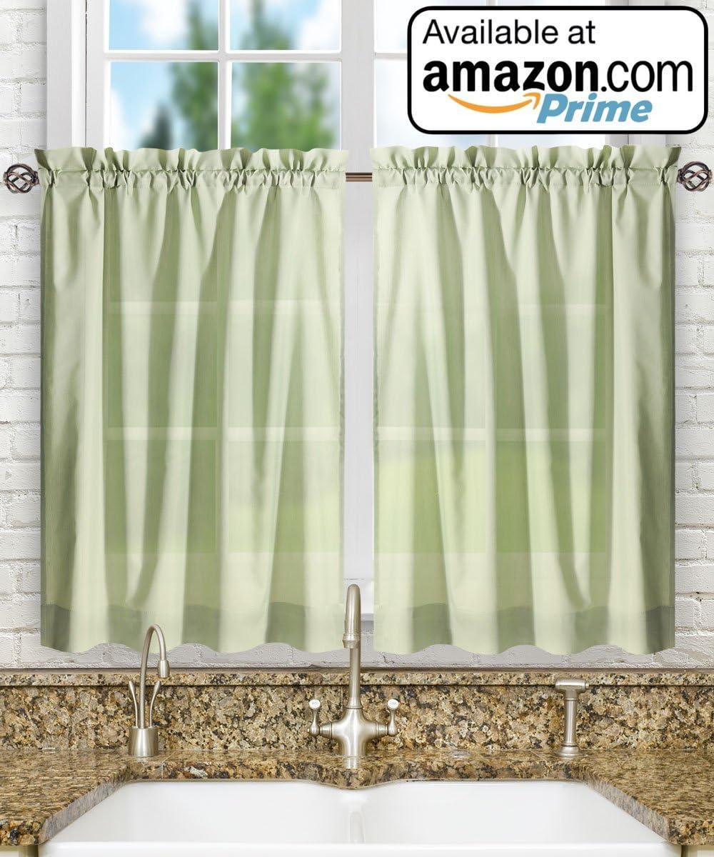 Ellis Stacey 1.5" Rod Pocket High Quality Fabric Solid Color Window Ruffled Swag 60"x38" Sage