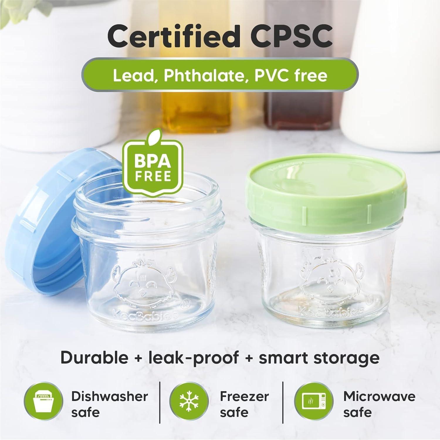 12pk Prep Baby Food Storage Containers, 4 oz Leak-Proof, BPA Free Glass Baby Food Jars for Feeding