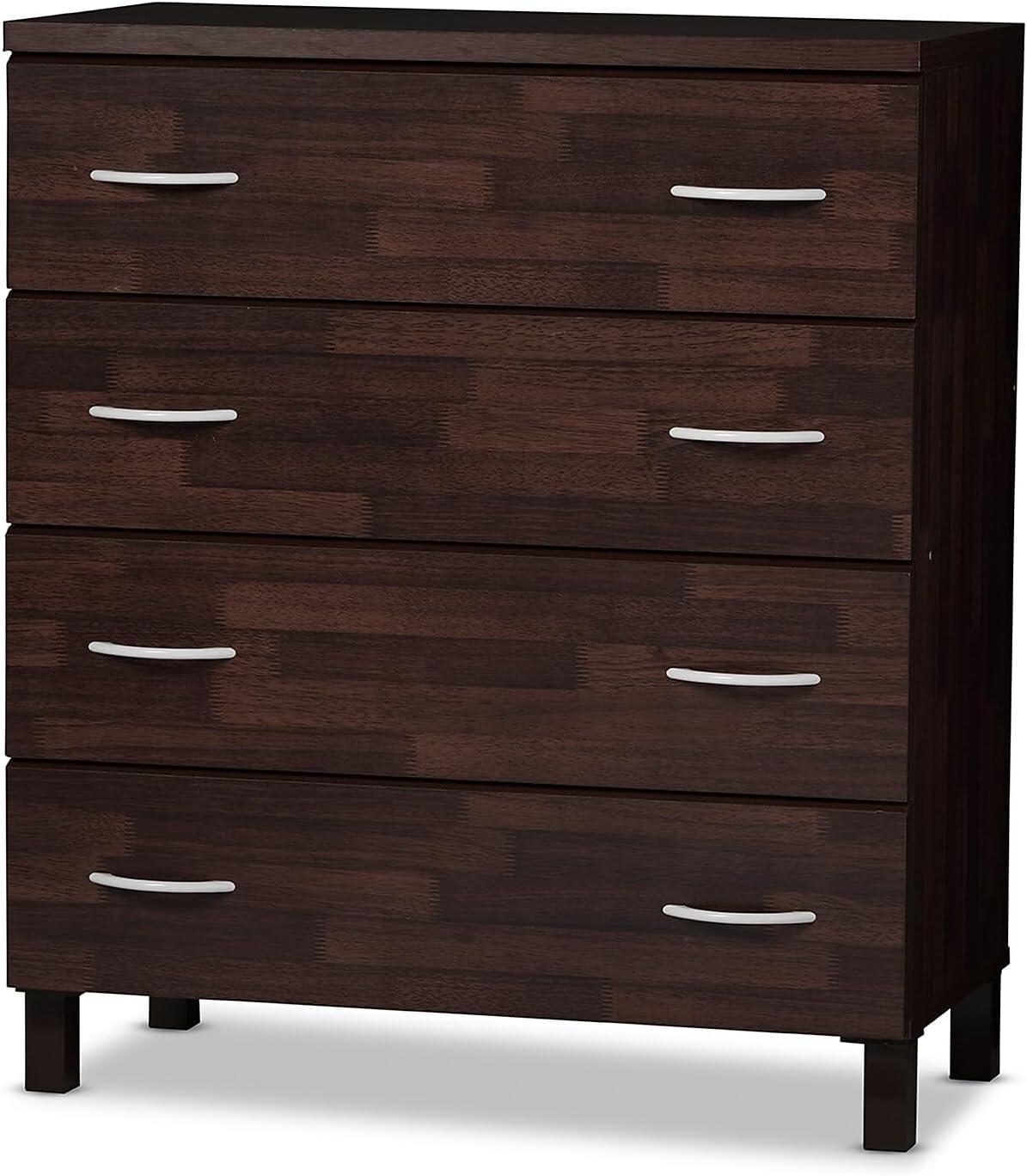 Mayson Modern and Contemporary Wood 4 Drawer Storage Chest Oak Brown Finish - Baxton Studio