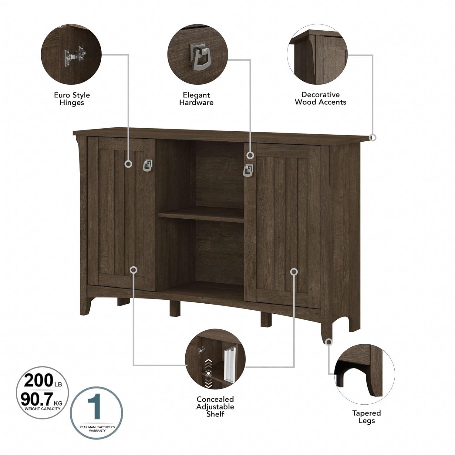 Bush Furniture Salinas Accent Storage Cabinet with Doors, Ash Brown