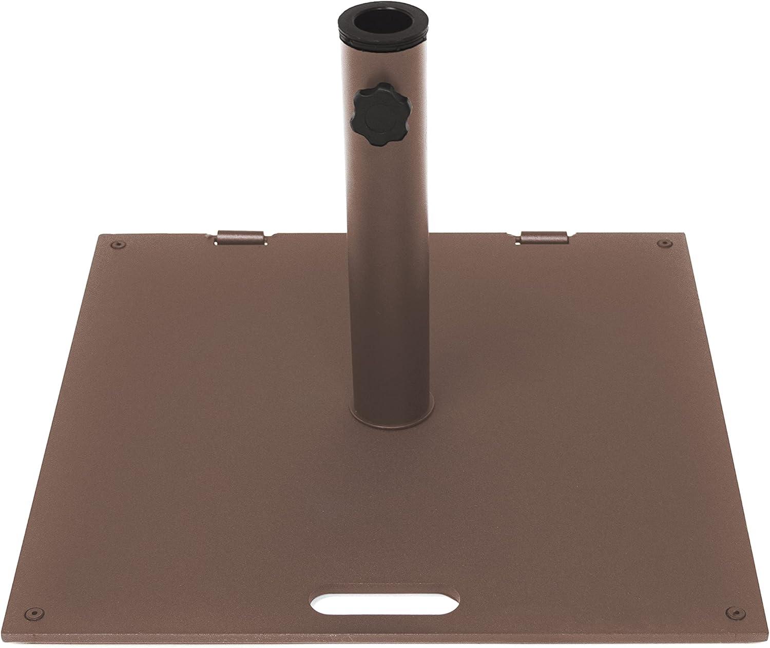 Brown Steel 20" Square Patio Umbrella Base with Wheels