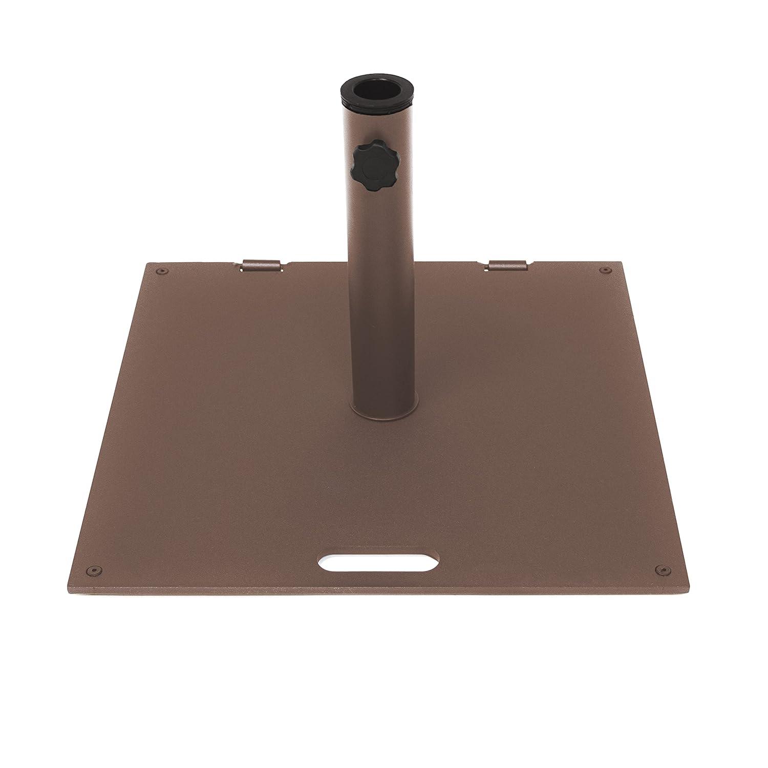 20 in Square 36lb Steel Umbrella Base with Wheels and Carry Handle (Brown)
