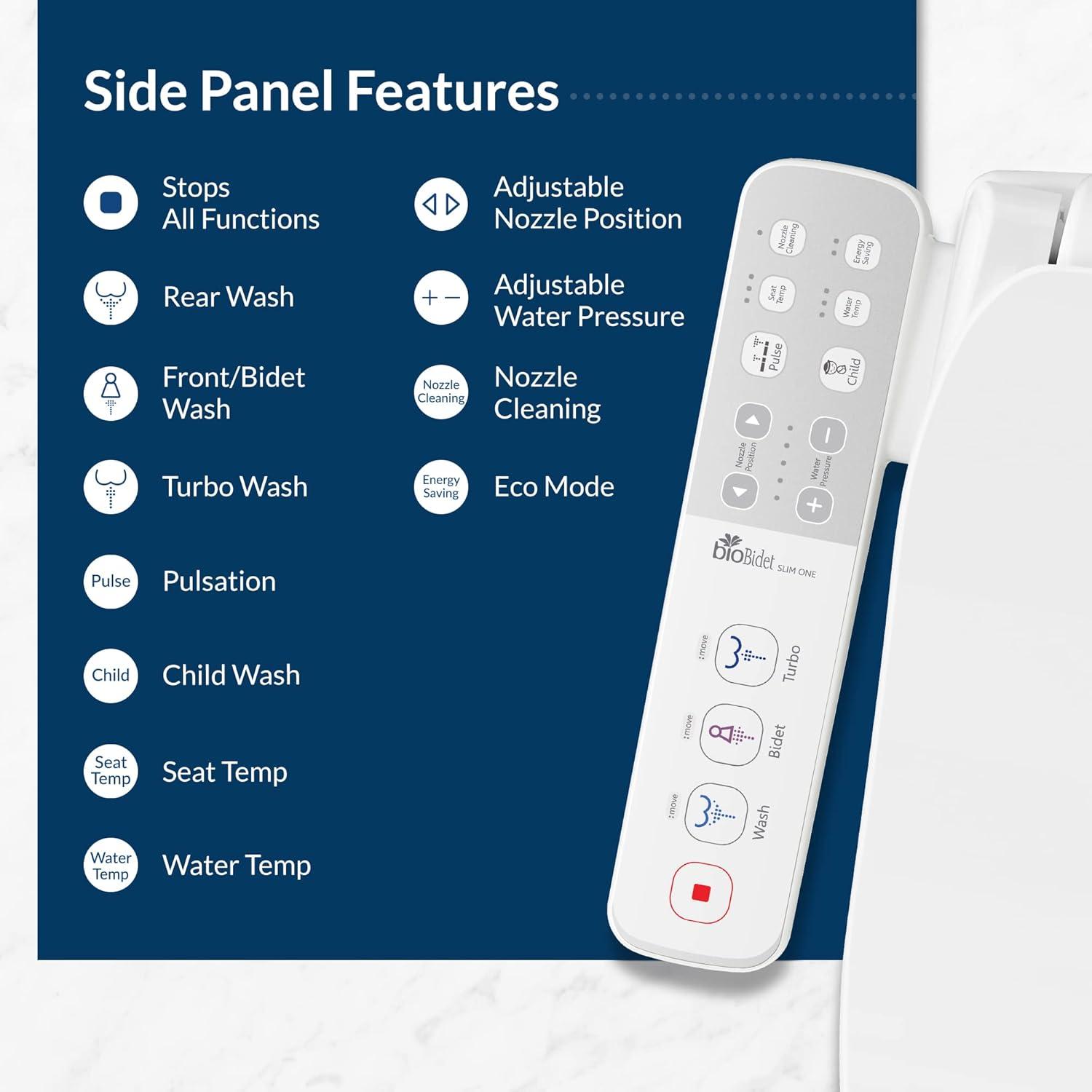 Slim One Bidet Round Toilet Seat White - Bio Bidet by Bemis