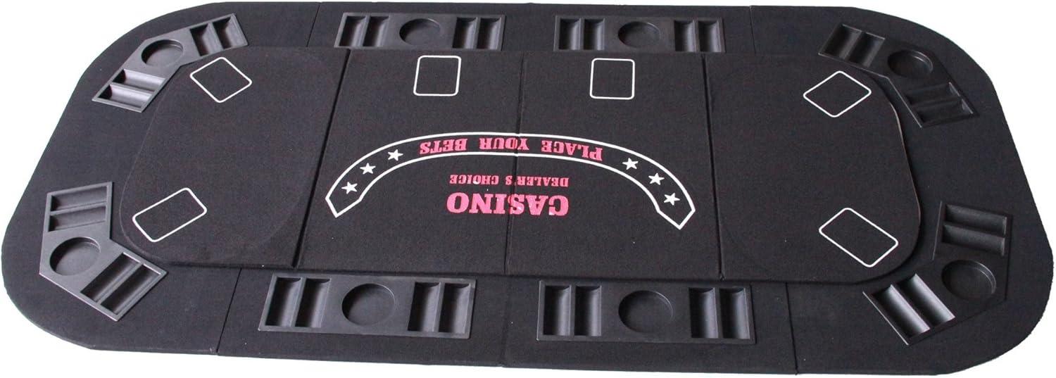 INO Design 63" Portable Texas Holdem Casino Game Mat 3 in 1 for Poker Blackjack Roulette Folding Poker Table Top Black