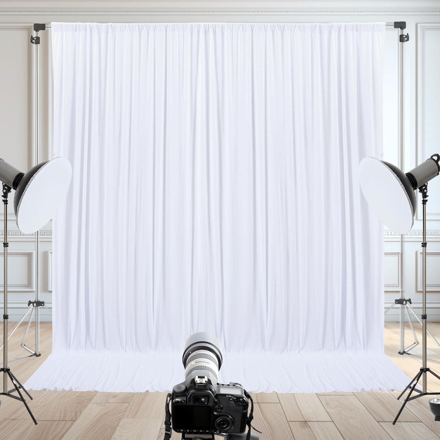 10x10ft White Backdrop Curtain for Parties Wrinkle Free Wedding Baby Curtain Backdrops for Birthday Party