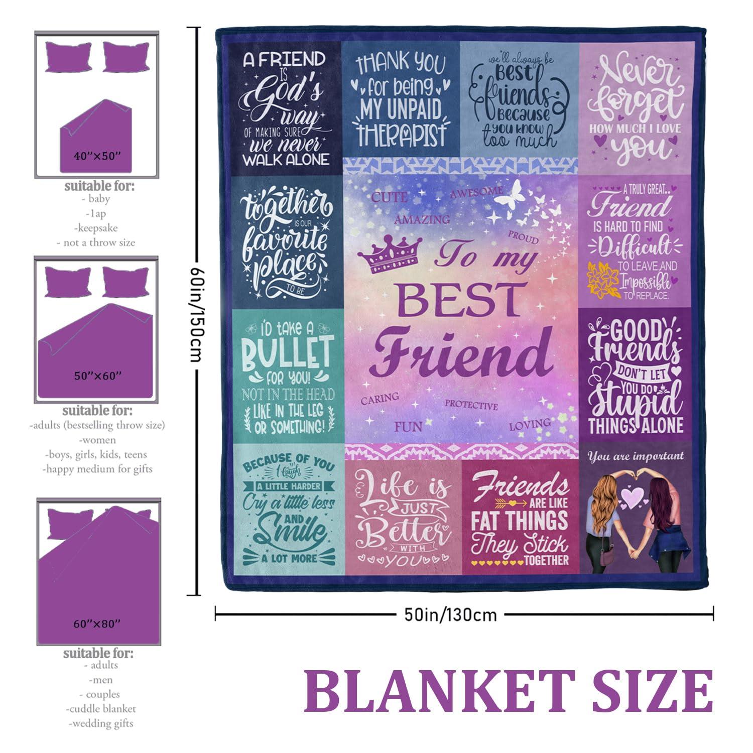 Gifts for Best Friend Woman, Best Friend Birthday Gifts for Women, Bestie BFF Soul Sister Graduation Gift Ideas for Women Blanket 60"x 50", Friendship Unique Gifts