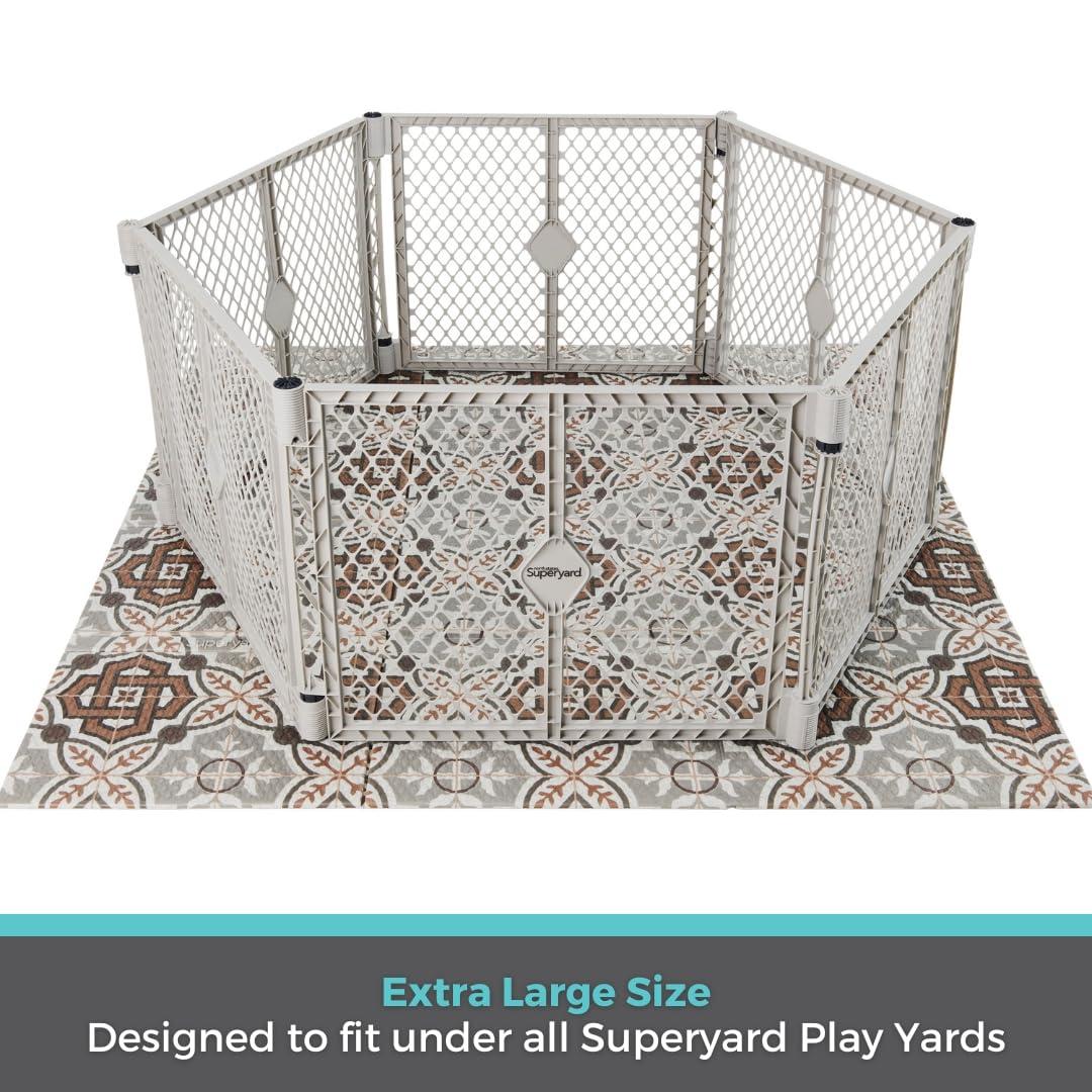 Toddleroo by North States 71" x 71" Foldable Mosaic Padded Play Mat. Extra Large Foam Baby Play Mats for Floor, Waterproof Tummy Time Mat for Indoor & Outdoor Use