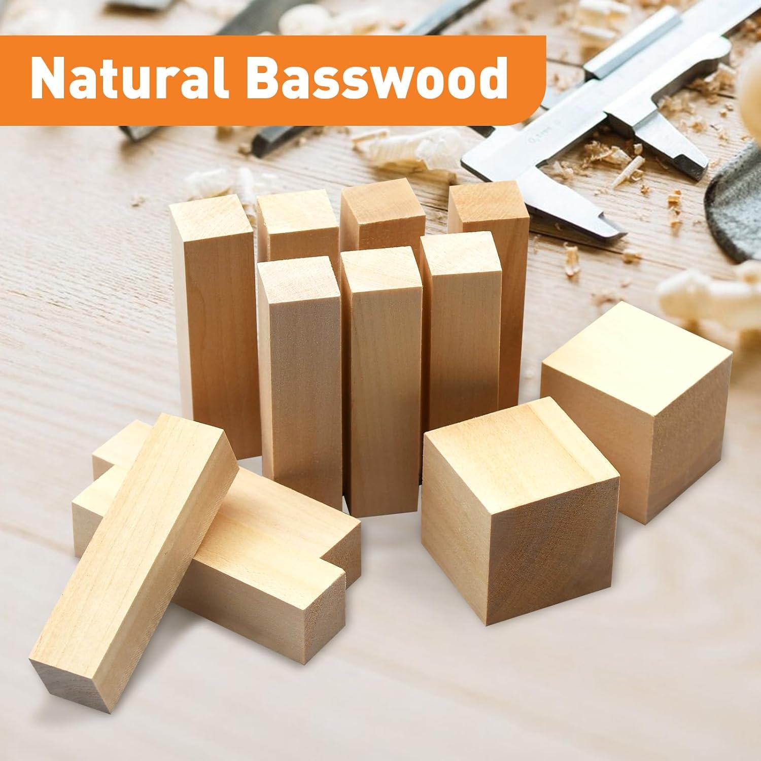 Natural Basswood Carving Blocks Set, 18 Pieces