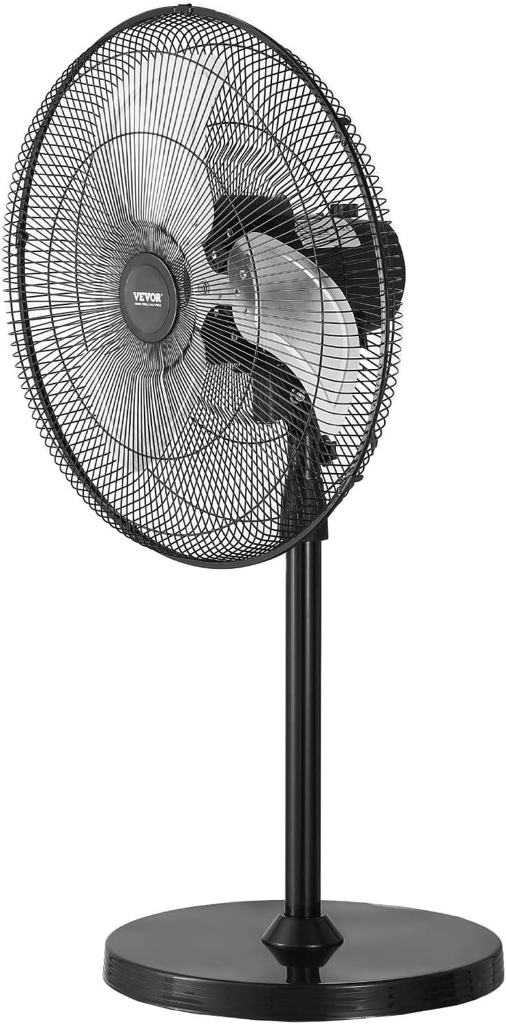 Vevor GYLSFS16INCH0LFIYV1 16 in. 3-Speed Industrial Pedestal Fan Oscillating Height Adjustable - Silver