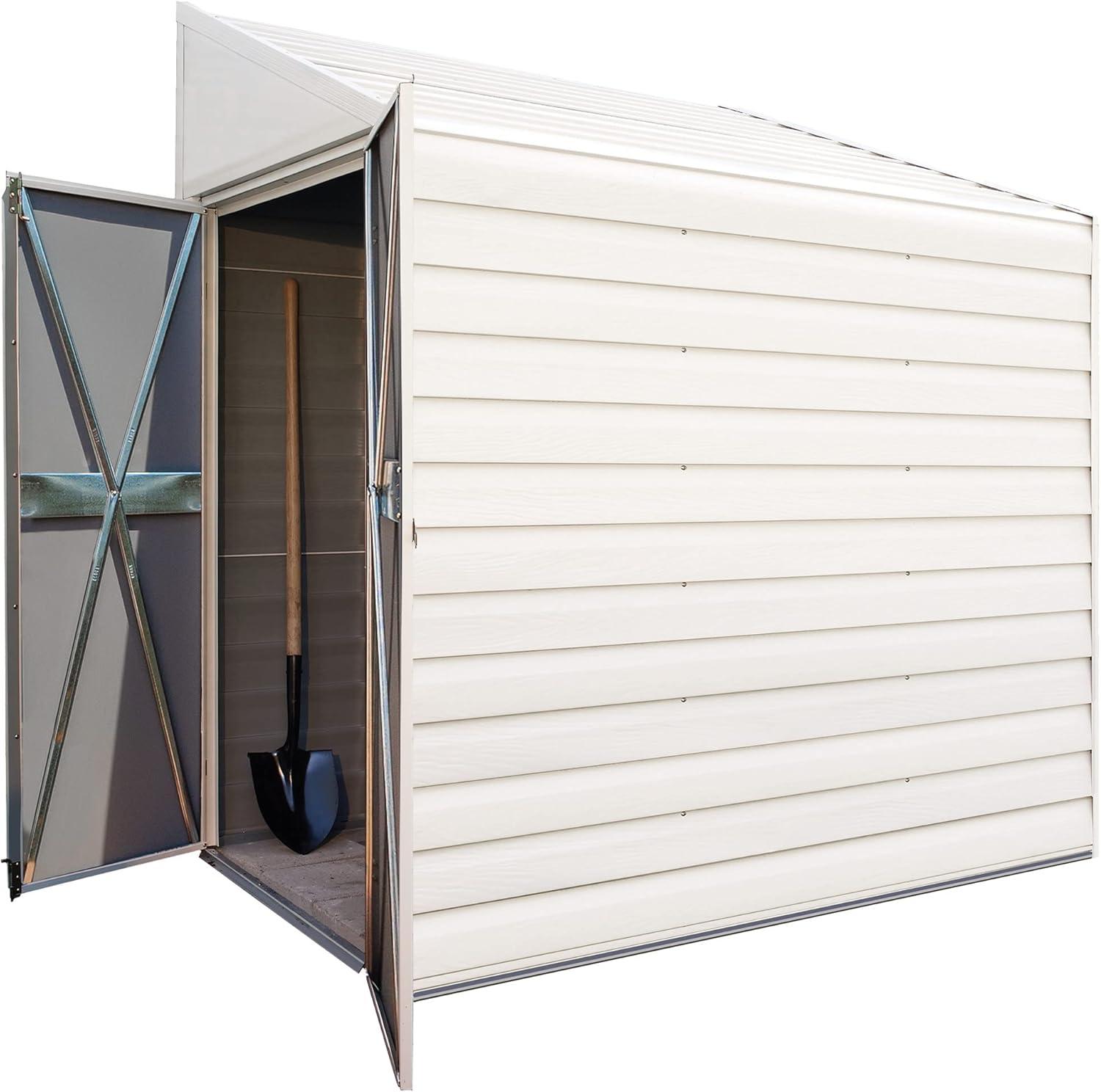 Yardsaver® 4 x 10 ft Steel Storage Shed Pent Roof Eggshell