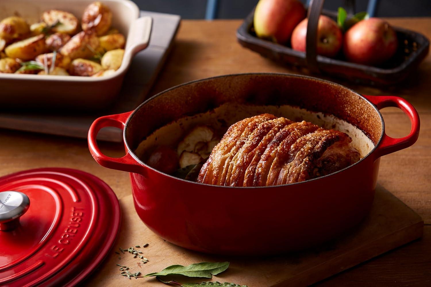 Cerise Enameled Cast Iron Oval Dutch Oven, 2.75 qt.