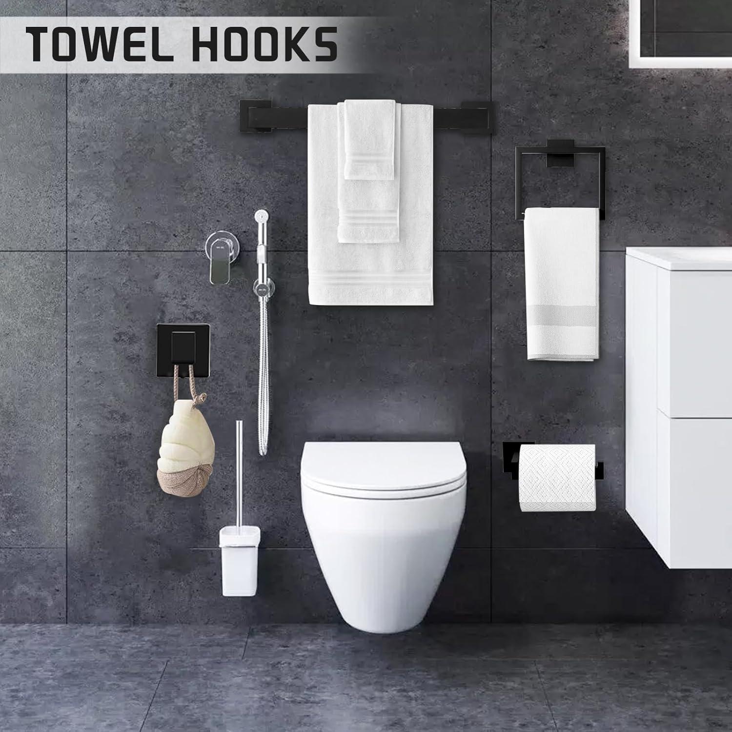 Matte Black Stainless Steel 5-Piece Bathroom Hardware Set