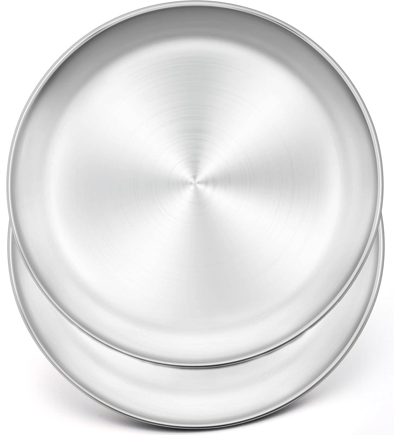 Set of 2 Stainless Steel 10" Round Pizza Baking Trays