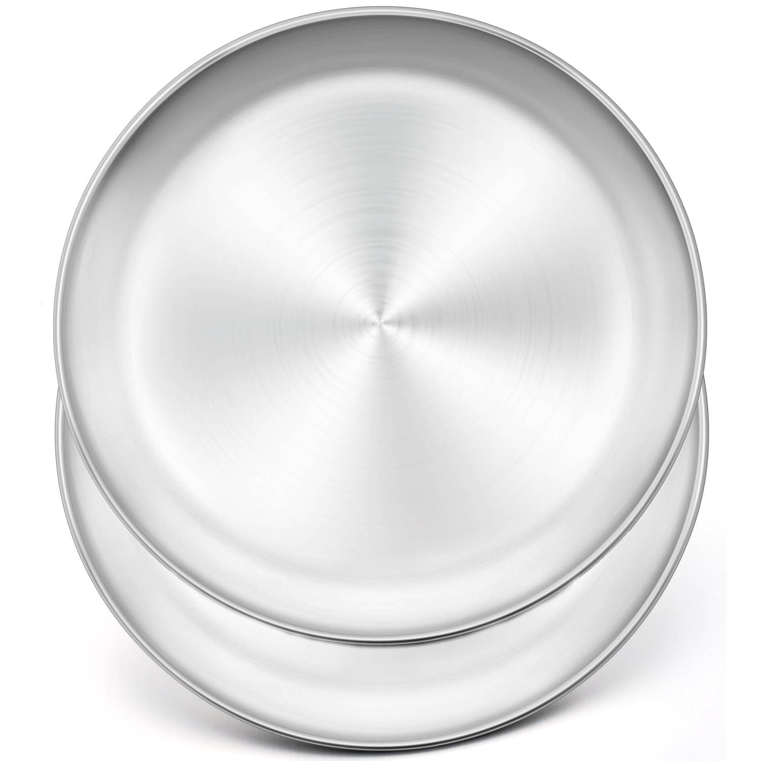 Soro Essentials- Set of 2 Aluminum 10” Coupe Style Pizza Trays- Pizza Baking Pan Pizza Tray Pizza Pan Round Pizza Baking Sheet Oven Tray Pizza Crisper Pan Healthy Pizza Cooking Pan for Oven