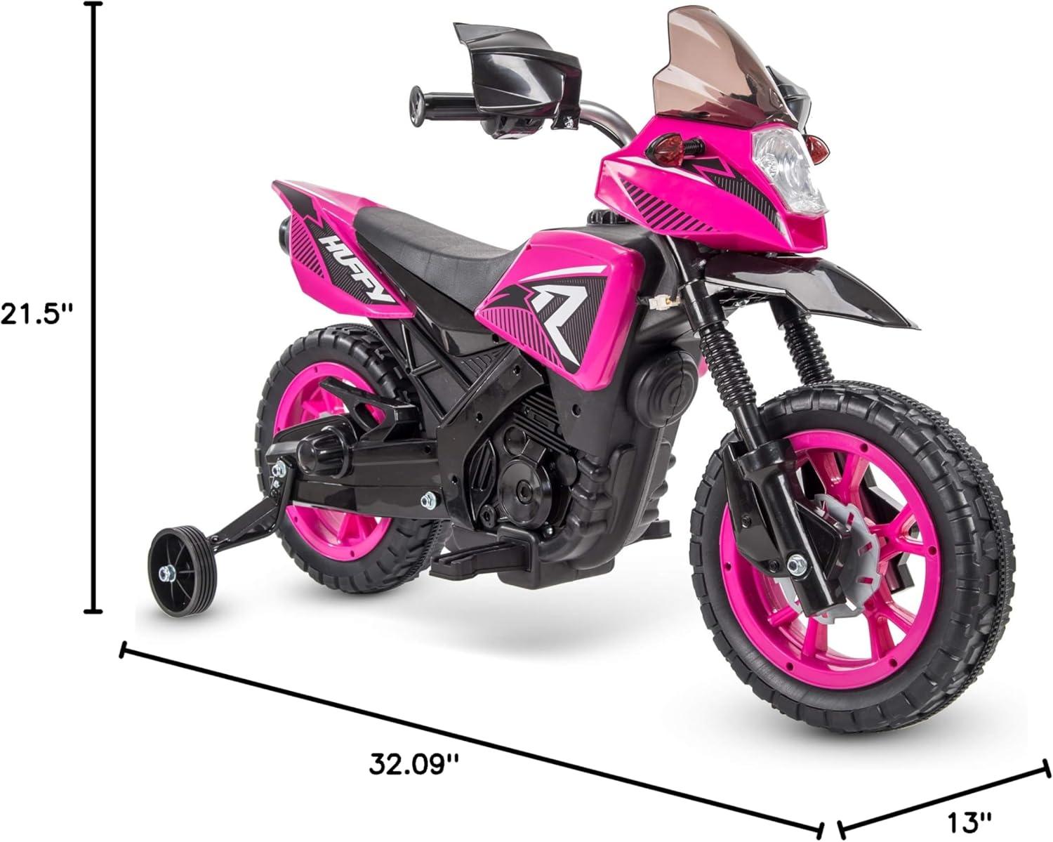 Huffy 6V Motorcycle Kids' Battery Ride-On, Fits Riders 3 to 7 Years Old, Hot Pink, Child, Girl's