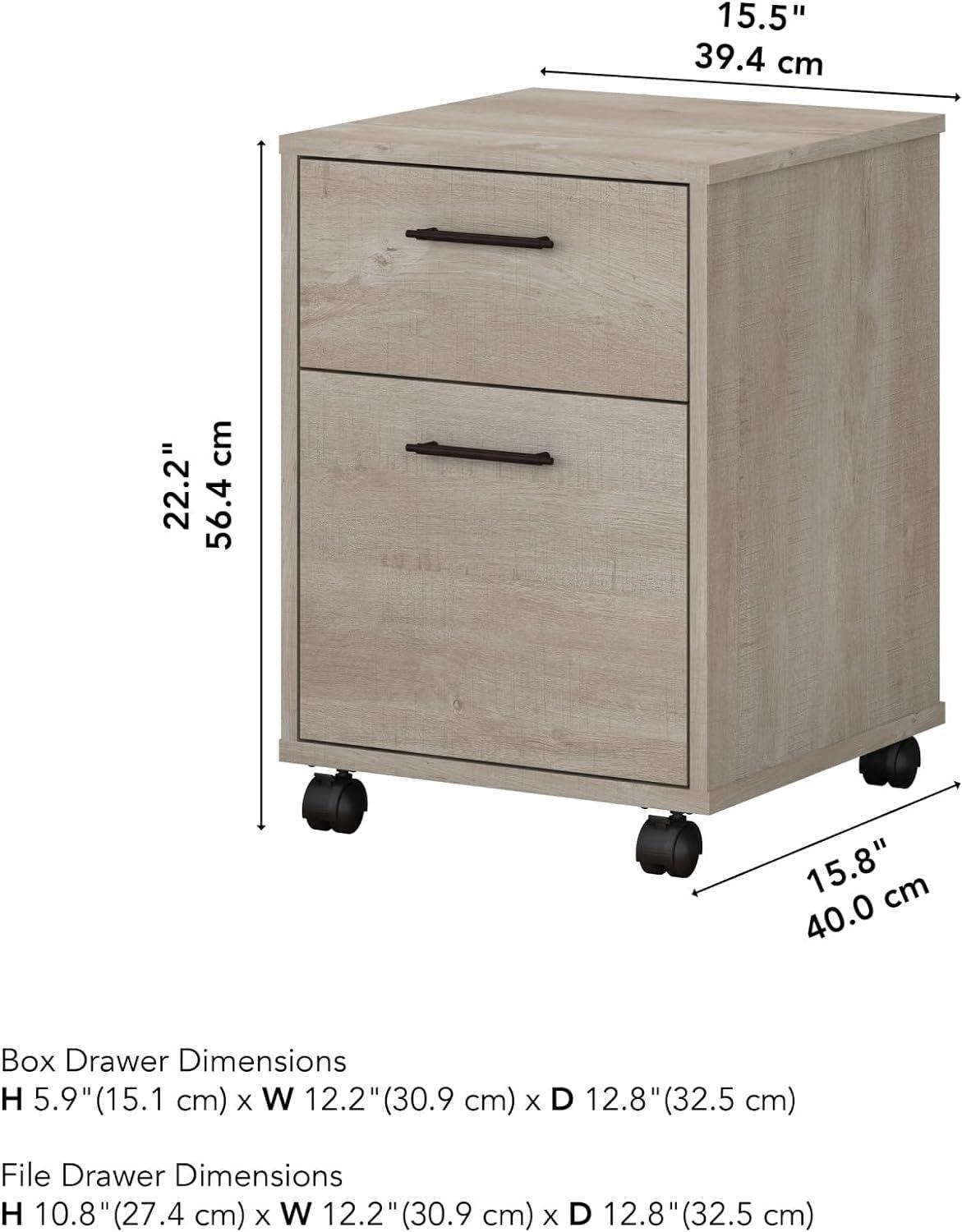 Bush Furniture Key West Mobile File Cabinet, 2 Drawer, Washed Gray