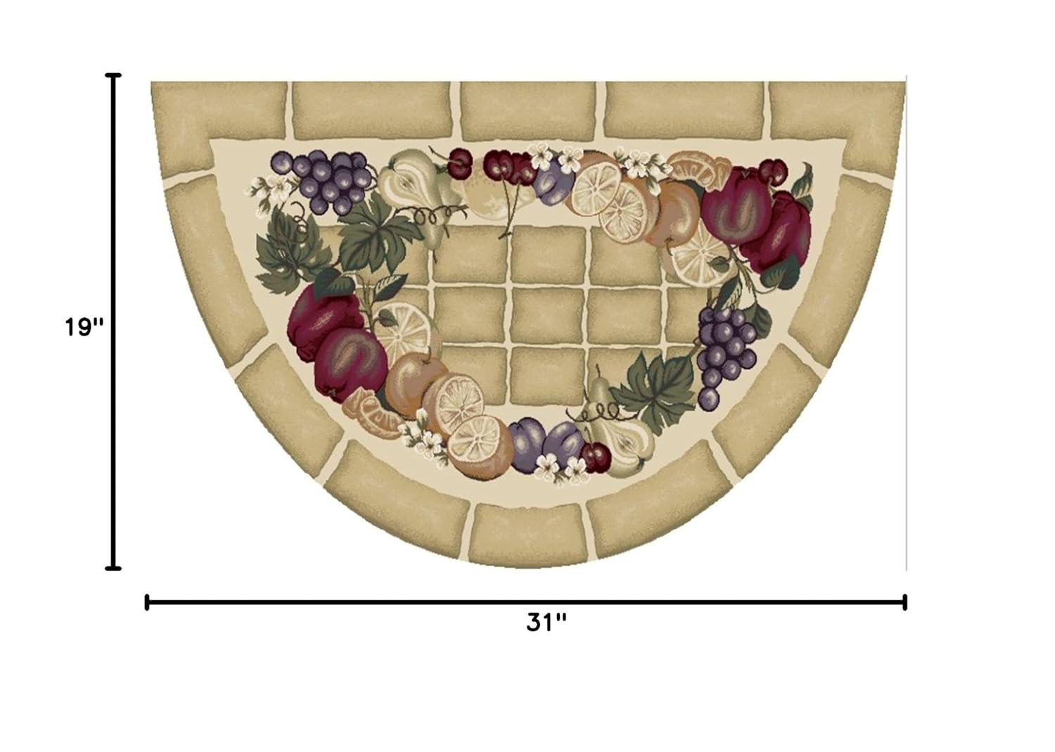 Mayberry Rug Acogedora Cabaña Fructífera Cosecha Alfombra Decorativa Lavable de Nailon 19"x31" - Beige