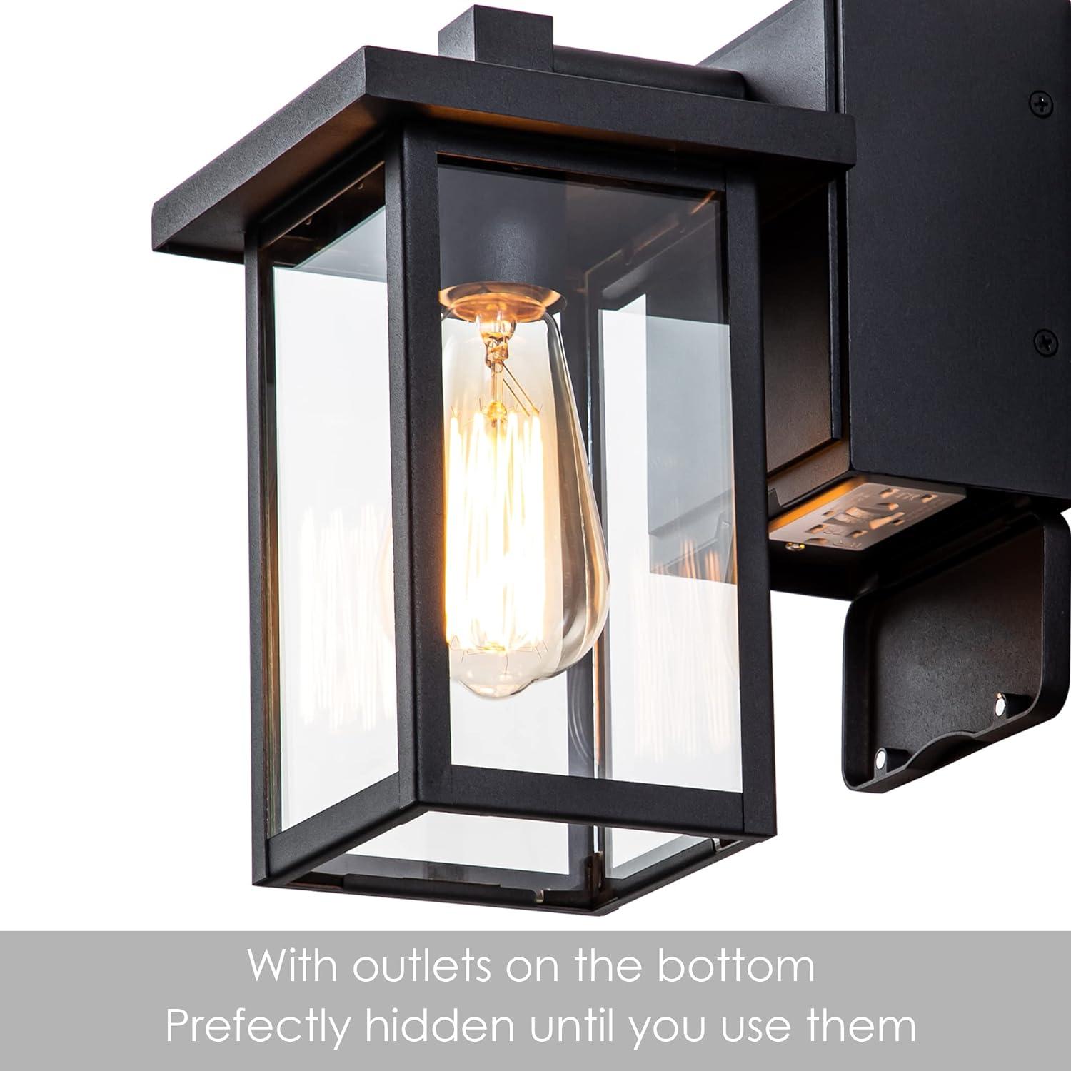 Outdoor Wall Lantern with GFCI Outlet - 1 PACK